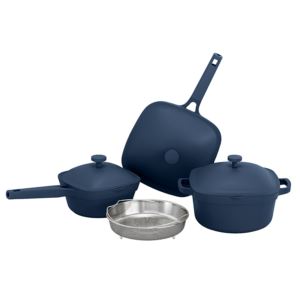 7pc+Nonstick+Ceramic+Cast+Aluminum+Cookware+Set+Blue