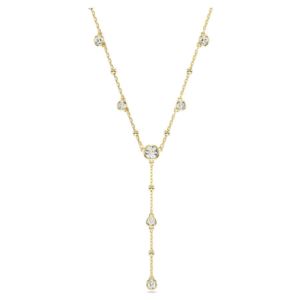 Swarovski+Imber+Y+Necklace+Round+Cut%2C+Scattered+Design%2C+White%2C+Gold-Tone+Plated