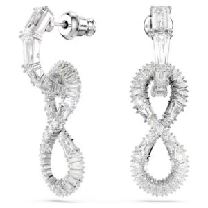 Swarovski+Hyperbola+Drop+Earrings+Infinity%2C+White%2C+Rhodium+Plated