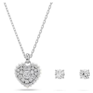 Swarovski+Hyperbola+Set+Heart%2C+White%2C+Rhodium+Plated