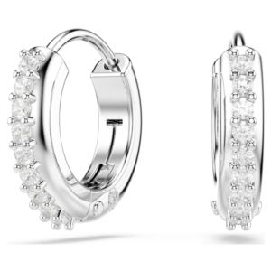 Swarovski+Matrix+Hoop+Earrings%2C+Round+Cut%2C+White%2C+Rhodium+Plated