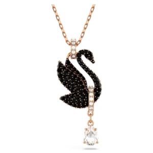 Swarovski+Swan+Pendant+Swan%2C+Black%2C+Rose+Gold-Tone+Plated