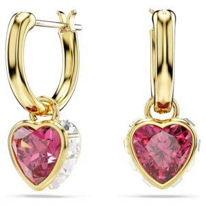 Swarovski+Chroma+Drop+Earrings+Heart%2C+Red%2C+Gold-Tone+Plated