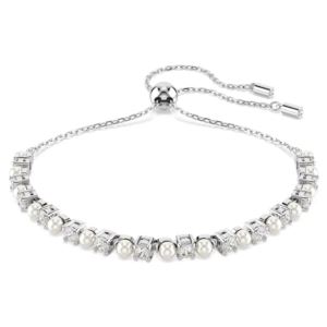 Swarovski+Matrix+Bracelet%2C+Crystal+Pearl%2C+Round+Cut%2C+White%2C+Rhodium+Plated