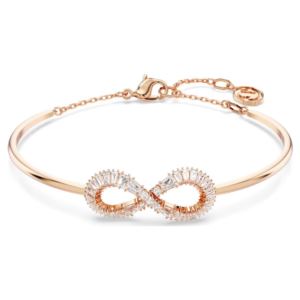 Swarovski+Hyperbola+Bangle+Infinity%2C+White%2C+Rose+Gold-Tone+Plated