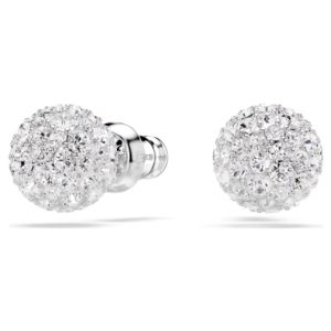 Swarovski+Dextera+Stud+Earrings%2C+Round+Cut%2C+Sphere%2C+White%2C+Rhodium+Plated