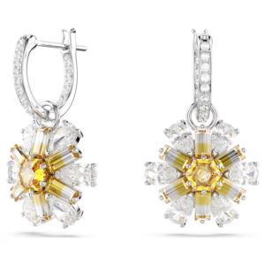 Swarovski+Idyllia+Drop+Earrings+Flower%2C+Yellow%2C+Rhodium+Plated