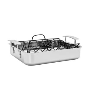 Industry+5-Ply+15.75%22+Stainless+Steel+Roasting+Pan+w%2F+Rack