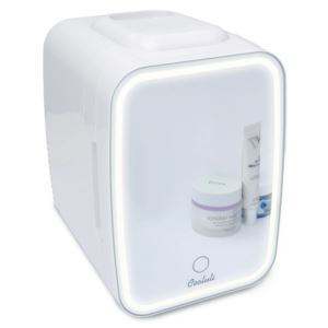 Glow+4L+Mini+Skincare+Fridge+w%2F+Mirror+%26+LED+Light+White