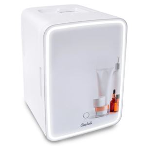 Glow+10L+Mini+Skincare+Fridge+w%2F+Mirror+LED+Light+White