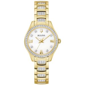 Ladies%27+Crystal+Gold-Tone+Stainless+Steel+Watch+Mother-of-Pearl+Dial