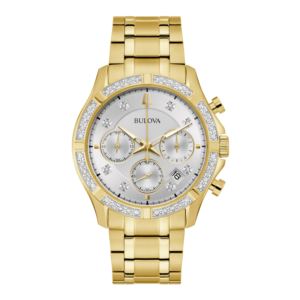 Men%27s+Classic+Diamond+Chronograph+Gold-Tone+Stainless+steel+Watch+Silver+Dial