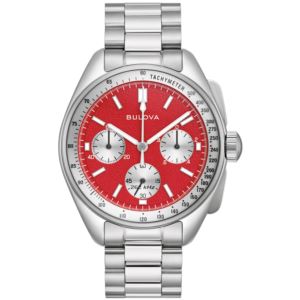 Men%27s+Lunar+Pilot+Chronograph+Stainless+Steel+Watch+w%2F+Leather+Strap+Red+Dial