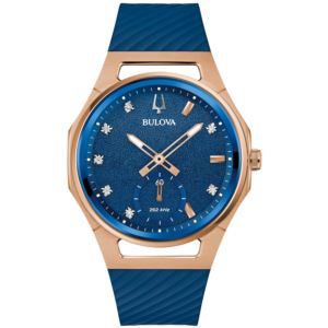 Ladies%27+CURV+Marc+Anthony+Blue+Silicone+Strap+Watch+Blue+Dial