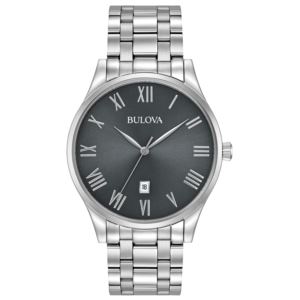 Men%27s+Classic+Silver-Tone+Stainless+Steel+Watch+Gunmetal+Dial