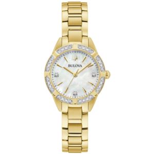 Ladies%27+Sutton+Crystal+Gold-Tone+Stainless+Steel+Watch+Mother-of-Pearl+Dial