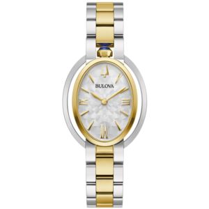 Ladies%27+Rubaiyat+Two-Tone+Stainless+Steel+Oval+Watch+Silver+Dial