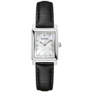 Ladies%27+Sutton+Gold+%26+Black+Leather+Strap+Rectangle+Watch+Mother-of-Pearl+Dial