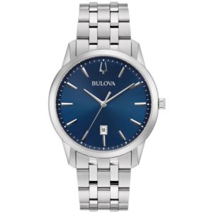 Men%27s+Sutton+Classic+Silver-Tone+Stainless+Steel+Watch+Blue+Dial