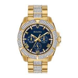 Unisex+Octave+Crystal+Gold-tone+Stainless+Steel+Watch+Blue+Dial