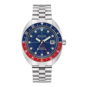 Men%27s+Oceanographer+GMT+Silver-Tone+Stainless+Steel+Watch+Blue+Dial