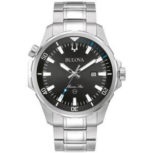 Men%27s+Marine+Star+Silver-Tone+Stainless+Steel+Watch+Black+Dial