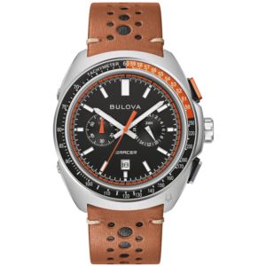 Men%27s+Racer+Chronograph+Brown+Leather+Strap+Watch+Black+Dial