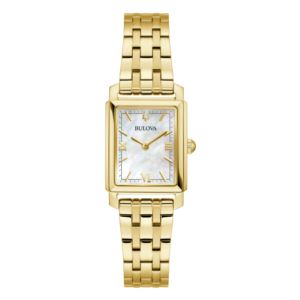 Ladies%27+Sutton+Gold-Tone+Stainless+Steel+Rectangle+Watch+Mother-of-Pearl+Dial