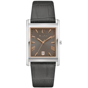 Men%27s+Sutton+Classic+Gray+Leather+Strap+Rectangle+Watch+Gray+Dial