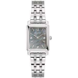 Ladies%27+Sutton+Silver-Tone+Stainless+Steel+Rectangle+Watch+Gray+MOP+Dial