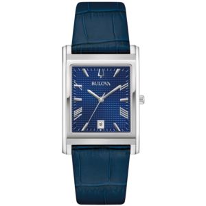 Men%27s+Sutton+Classic+Blue+Leather+Strap+Rectangle+Watch+Blue+Dial