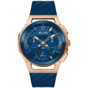 Men%27s+CURV+Marc+Anthony+Chronograph+Blue+EPDM+Rubber+Strap+Watch+Blue+Dial