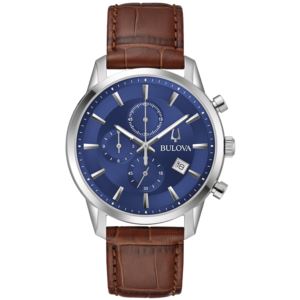 Men%27s+Sutton+Chronograph+Brown+Leather+Strap+Watch+Blue+Dial