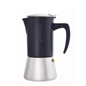 Grosche+Stovetop+Espresso+Maker+Milano+Black+Steel+10+cup+-+Stainless+Steel