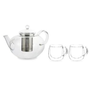 Grosche+Cambridge+Glass+Teapot+%26+Fresno+Double+Wall+Glass+Set+of+2+Cups