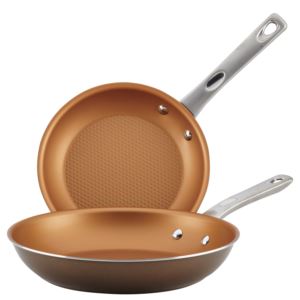 Home+Collection+Aluminum+Twin+Pack+Skillets+11.5%22+%26+9.25%22+Brown+Sugar