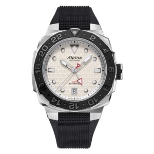 Men%27s+Seastrong+Diver+Extreme+Automatic+GMT+Black+Rubber+Strap+Silver+Dial