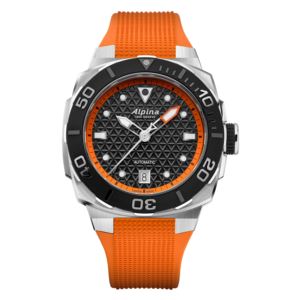 Men%27s+Seastrong+Diver+Extreme+Automatic+Orange+Rubber+Strap+Watch+Black+Dial