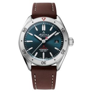 Alpiner+4+Automatic+Brown+Leather+Strap+Watch+Blue+Dial