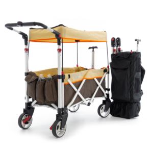 Pack+%26+Push+Compact+Stroller+Wagon+w%2F+Canopy+Brown+%26+Orange