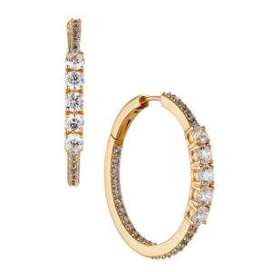 Love+All+Medium+CZ+Hoops+Earrings+Gold