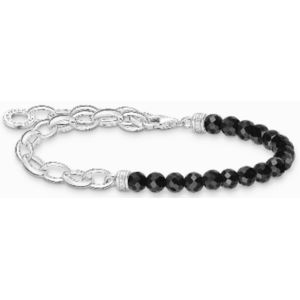 Thomas+Sabo+Charm+Bracelet+With+Black+Onyx+Beads+And+Chain+Links+Silver