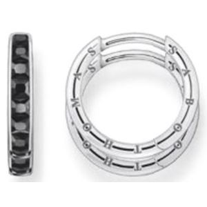 Thomas+Sabo+Hoop+Earrings+with+Black+Stones+Pav+Silver