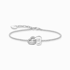 Thomas+Sabo+Basic+White+Silver+Bracelet+witih+Intertwined+Hearts+Pendant