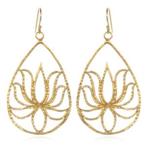 Satya+Gold+Teardrop+Lotus+Earrings