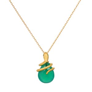 Satya+18%22+Green+Onyx+Dot+Snake+PendantNecklace