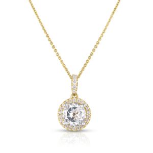 14k+Yellow+Gold+White+Topaz+and+Diamond+Necklace