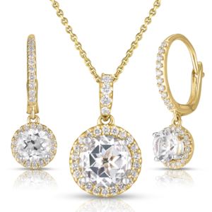 White+Topaz+and+Diamond+Earring+and+Necklace+Set