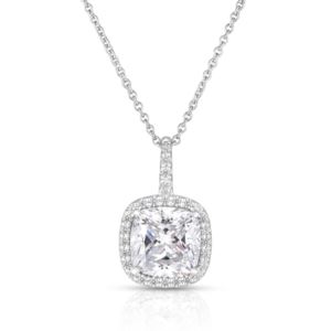 14K+White+Gold+White+Topaz+and+Diamond+Pendant+Necklace