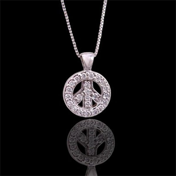 Classic Diamond Peace Sign Necklace